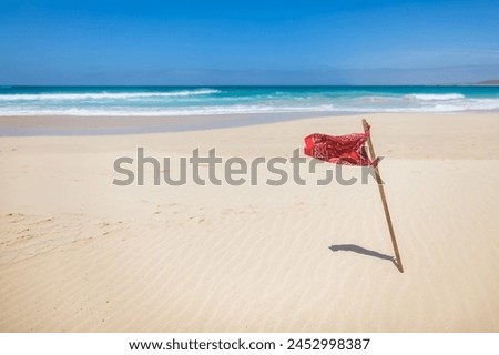 Red flag due to strong waves on Santa Monica beach on Boa Vista island