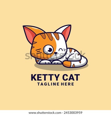 simple mascot logo ketty cat character design	