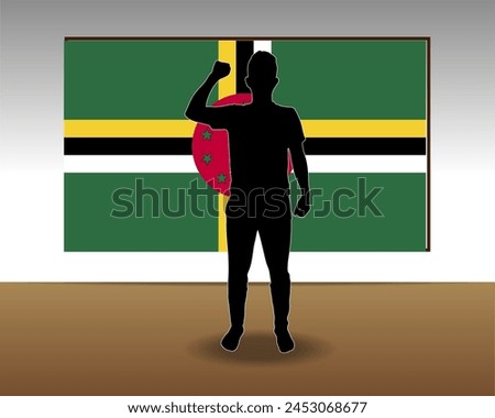 Dominica flag paper texture, single-piece element, vector design, Dominica flag taped on wall, decoration or celebration idea