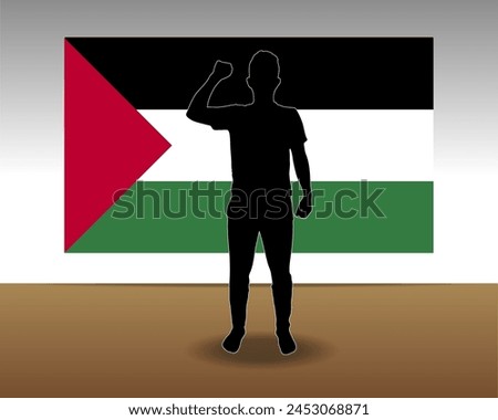 Palestine flag paper texture, single-piece element, vector design, Palestine flag taped on wall, decoration or celebration idea