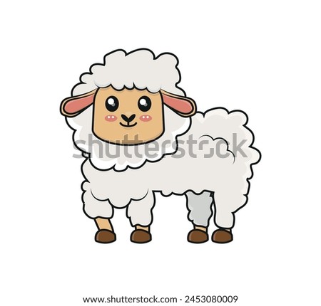 adorable little sheep, vector illustration of a sheep on a white background