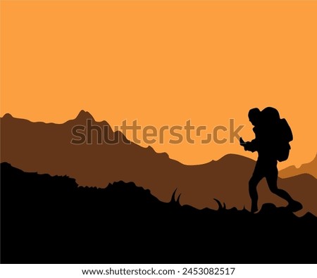silhouette of the morning mountaineer