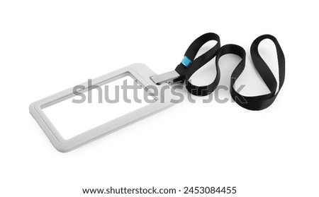 Blank badge with black string isolated on white