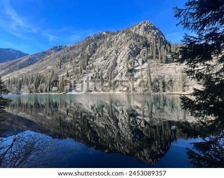A mesmerising natural view of a mountain and its reflection from Almaty, Kazakhstan
