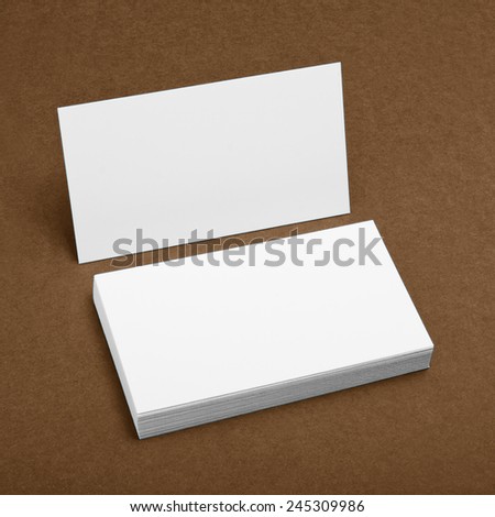 identity design, corporate templates, company style, blank business cards on a brown background