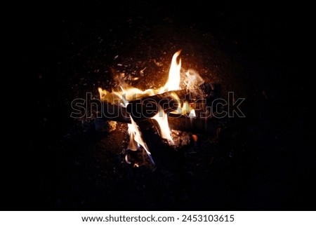 photo of a small campfire with blazing yellow flames