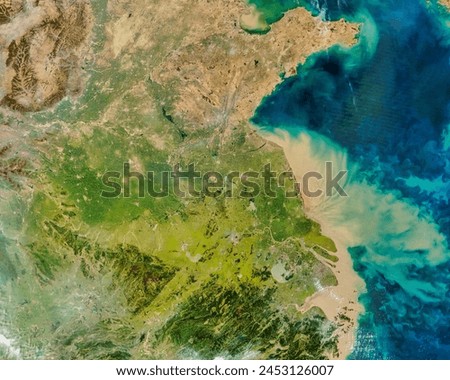 Eastern China. . Elements of this image furnished by NASA. Royalty-Free Stock Photo #2453126007