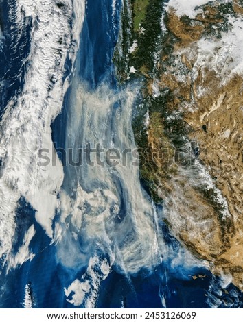 Smoke from California wildfires. Smoke from California wildfires. Elements of this image furnished by NASA.