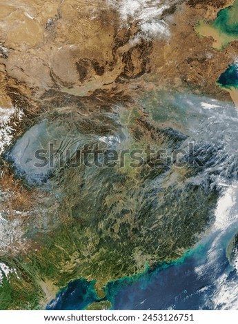 Southeastern China. Southeastern China. Elements of this image furnished by NASA. Royalty-Free Stock Photo #2453126751