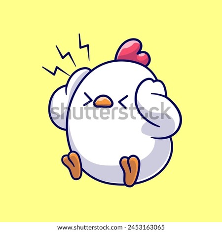 Cute Chicken Headache Cartoon Vector Icon Illustration. Animal Medical Icon Concept Isolated Premium Vector. Flat Cartoon Style