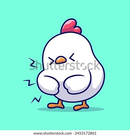 Cute Chicken Stomach Ache Cartoon Vector Icon Illustration. Animal Medical Icon Concept Isolated Premium Vector. Flat Cartoon Style