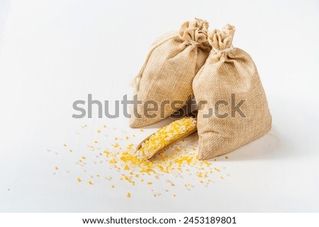 Mixed grains and mixed grain porridge on monochrome background
