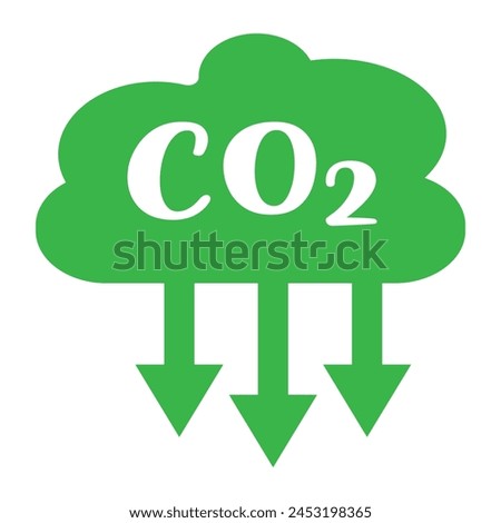 Reduce co2 gas icon set. carbon reduction cloud sign. cut c02 pictogram. zero carbon emission. zero greenhouse gas low co2 logo. cut carbon bubble vector. line Stock vector in black  blue and green .