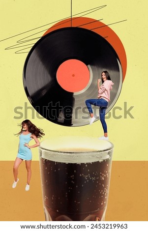 Cartoon comics sketch collage picture of carefree ladies enjoying vintage party drinking cocktails isolated graphical background