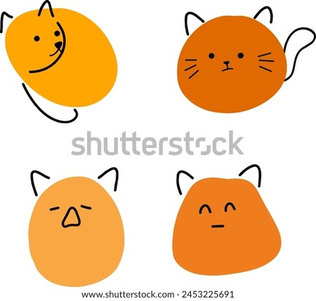 Simplistic Feline Moods: Hand-Drawn Cat Faces Collection Royalty-Free Stock Photo #2453225691