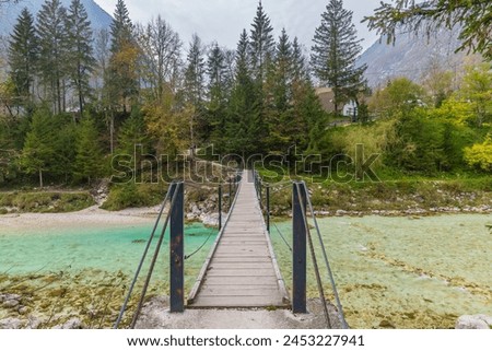 Typical landscape near river Soca, Triglavski national park, Slovenia