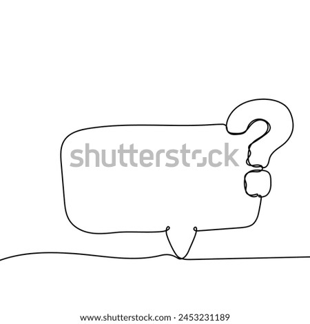 Speech bubble with question mark icon in sketch style. Help and quiz vector symbol. FAQ single continuous line. Editable stroke. Royalty-Free Stock Photo #2453231189