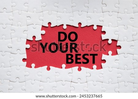Do your Best symbol. Concept words Do your Best on white puzzle. Beautiful red background. Business and Do your Best concept. Copy space.