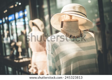 Female mannequins inside a fashion house, Color Effect Royalty-Free Stock Photo #245323813
