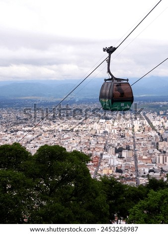 Cableway of Salta city in Argentina with view of the city Royalty-Free Stock Photo #2453258987
