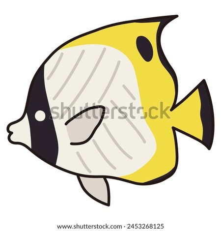 Vector illustration of cute butterfly fish. Fish, icon, sea, aquarium