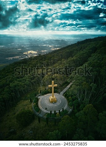Drone picture of the Mount Macedon Memorial Cross.