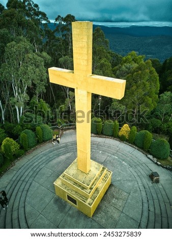 Drone picture of the Mount Macedon Memorial Cross.