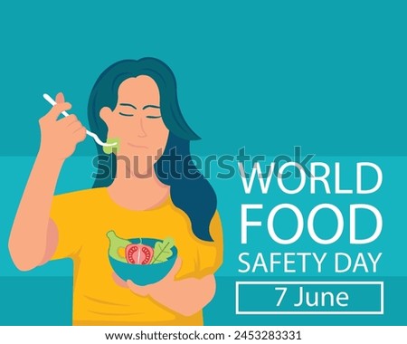 illustration vector graphic of women are eating vegetables and fruit, perfect for international day, world food safety day, celebrate, greeting card, etc.