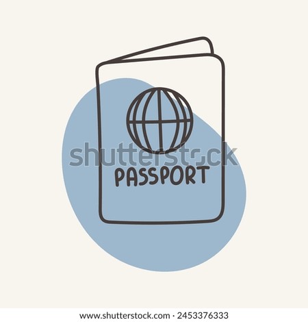 Passport icon. Hand drawn vector outline illustration.