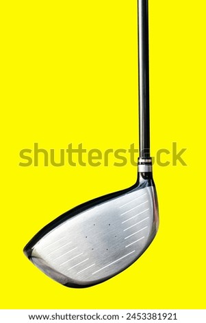 A golf club is the largest, longest, and lowest .and has developed into a steelhead It is more durable and can be hit further. Picture of a circle on a yellow background.