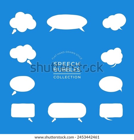 Set of flat hand-drawn style speech bubbles clip art collection