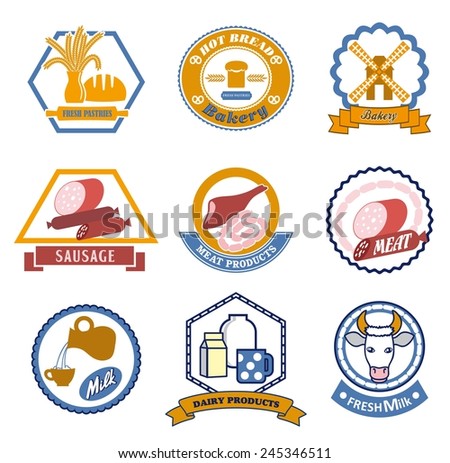 foodstuffs  colored vector icons on white background