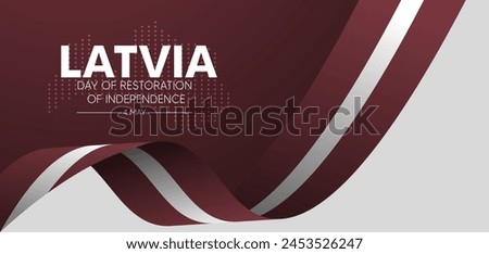 Happy Latvia Independence Day of Restoration of Independence 4 May flag ribbon vector poster Royalty-Free Stock Photo #2453526247