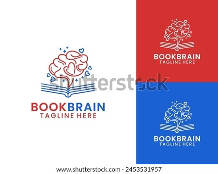Simple minimalist brain and book logo design
