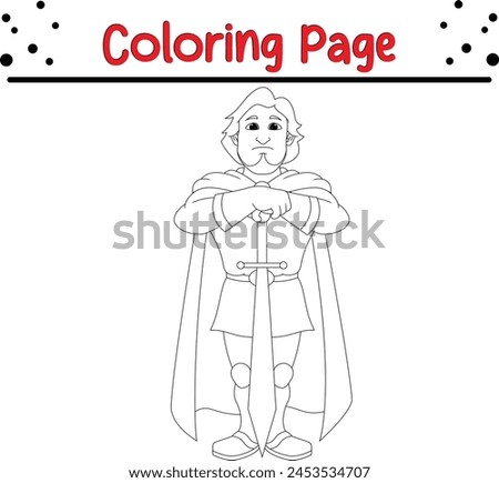 prince with sword coloring book page for kids.