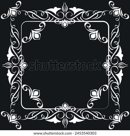 Black and White Photo frame leaf, line Design vector background