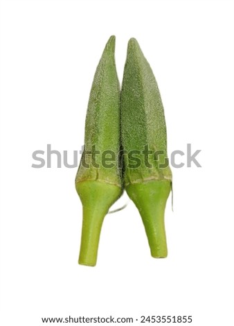 fresh okra isolated on white background, lady finger with white background, fresh vegetables.