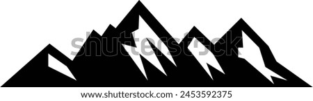 Mountain icon silhouette vector symbol of rock hills design element in a glyph pictogram illustration
