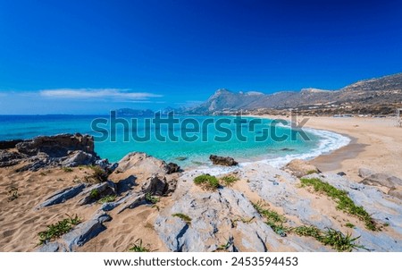 Falassarna beach in Western Crete, Greek Islands, Greece, Europe Royalty-Free Stock Photo #2453594453