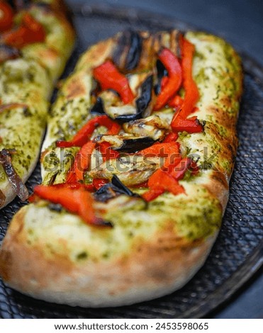 High resolution close up image of of a fresh and delicious Foccia bread- Israel