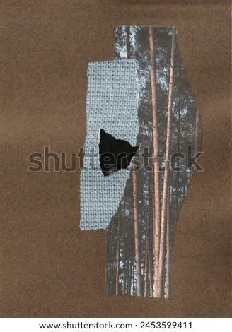 collage on kraft paper with a part of photos of trees. High quality photo