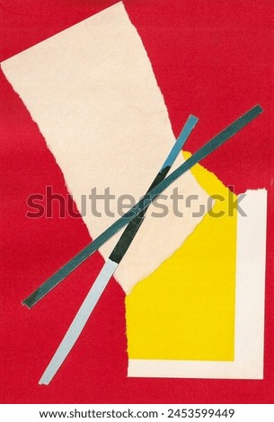 red collage with yellow and beige piece of paper. High quality photo
