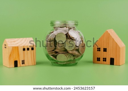 Saving money in a glass bottle, good financial plan financial growth and investment cash flow, income, wages