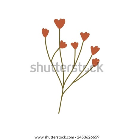Cute autumn flower, cartoon flat vector illustration isolated on white background. Hand drawn fall botany element.