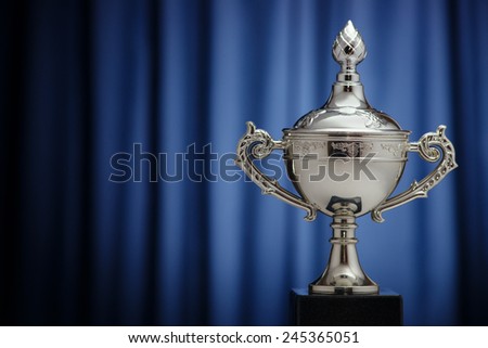 Silver Cup winner against the background of dark blue cloth