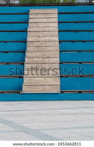 Blue concrete steps as an abstract.