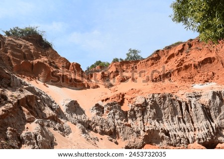 Nature, landscape besides Mui ne fairy stream. Red Sand dunes Vietnam