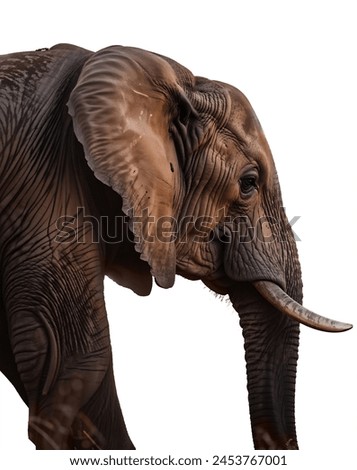 Elefant close up with white background high resolution image  Royalty-Free Stock Photo #2453767001