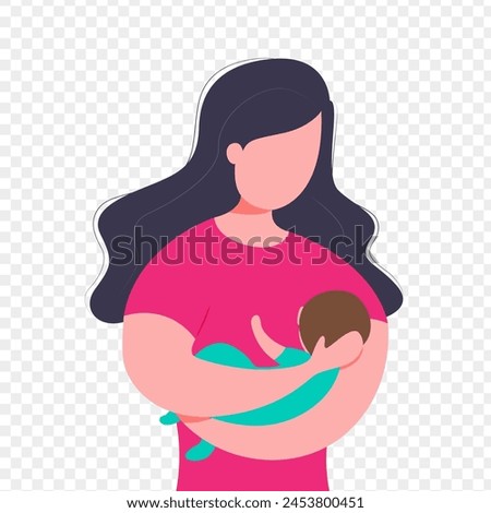 Vector illustration of Breastfeeding mother on transparent background