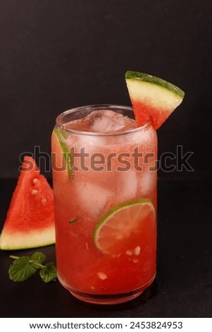 Watermelon Lemonade or Watermelon Cocktail, Refreshing Iced Summer Drink.